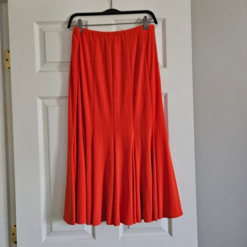 Joseph Ribkoff Vibrant Orange Midi Skirt - Flared A-Line